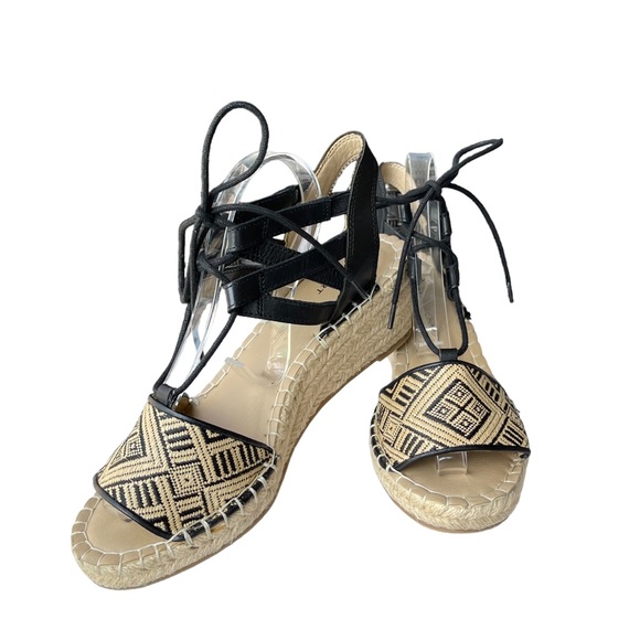 Rockport Aztec print black and tan lace up wedges womens shoes size 8 - Picture 2 of 14